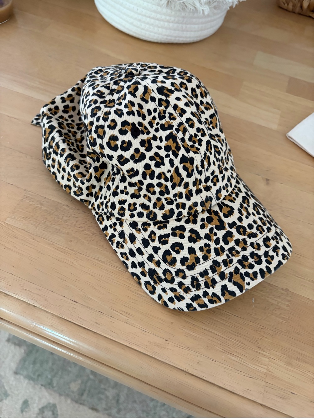 Leopard Print Baseball Cap - Cream/Brown/Black